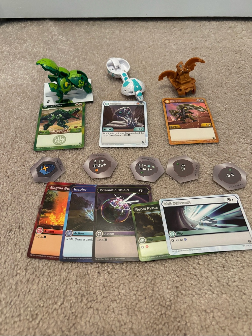 Bakugan Battle Brawlers Set Trox Ultra Fangzor Nillious Figures Cards Lot